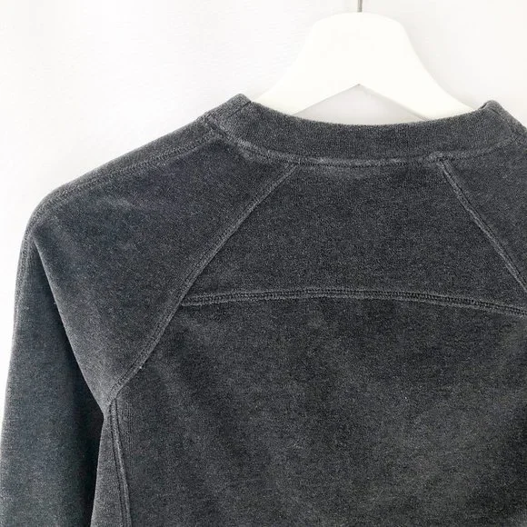 Lululemon Every Moment Crew Heathered Black Velvet Velour Cropped Sweatshirt - Picture 6 of 10